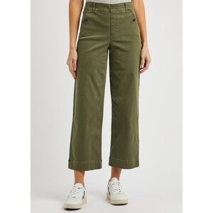 Spanx Green Cropped Military Wide Leg Utility Pants, Size Large